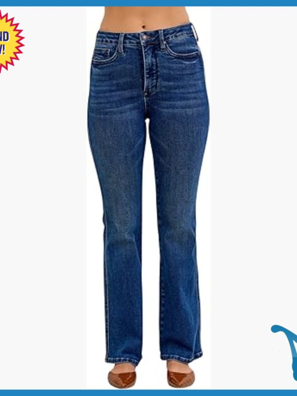 High Waist Bootcut Jeans Tummy Control Short Inseam 30" Petite Fit
